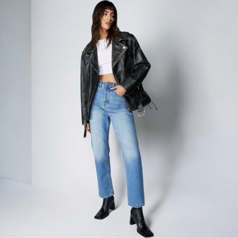 Nasty Gal Blue Straight Leg Jeans
